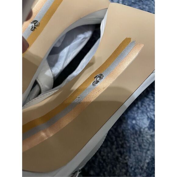 New Sam Edelman Delaney Women’s 8.5 Modern Ivory Open Toe Pump Heels - Picture 2 of 7